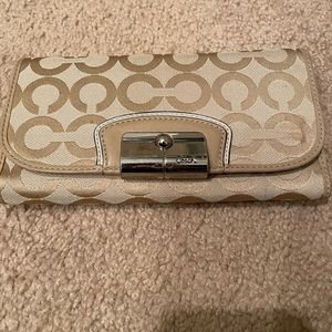Coach Signature Ivory Checkbook Wallet